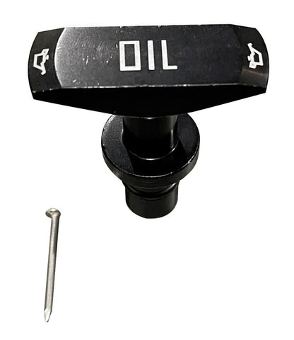 Black Billet Aluminum Oil Dipstick Handle for Ford Mustang GT V8 LS engines, compatible with LS1, LS2, LS3, LS6 from Jack Spania Racing