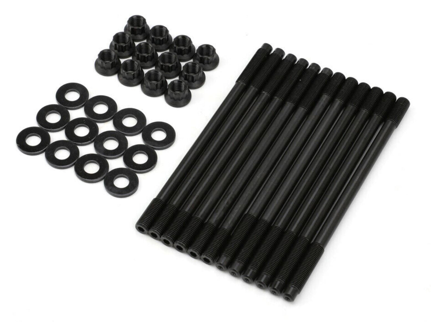 Cylinder head stud kit for Subaru Impreza WRX STi EJ20 and EJ25 engines by Jack Spania Racing, showing metallic studs and packaging.