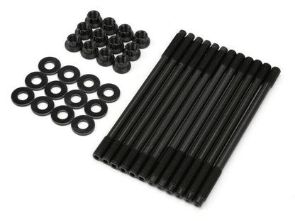 Cylinder head stud kit for Subaru Impreza WRX STi EJ20 and EJ25 engines by Jack Spania Racing, showing metallic studs and packaging.