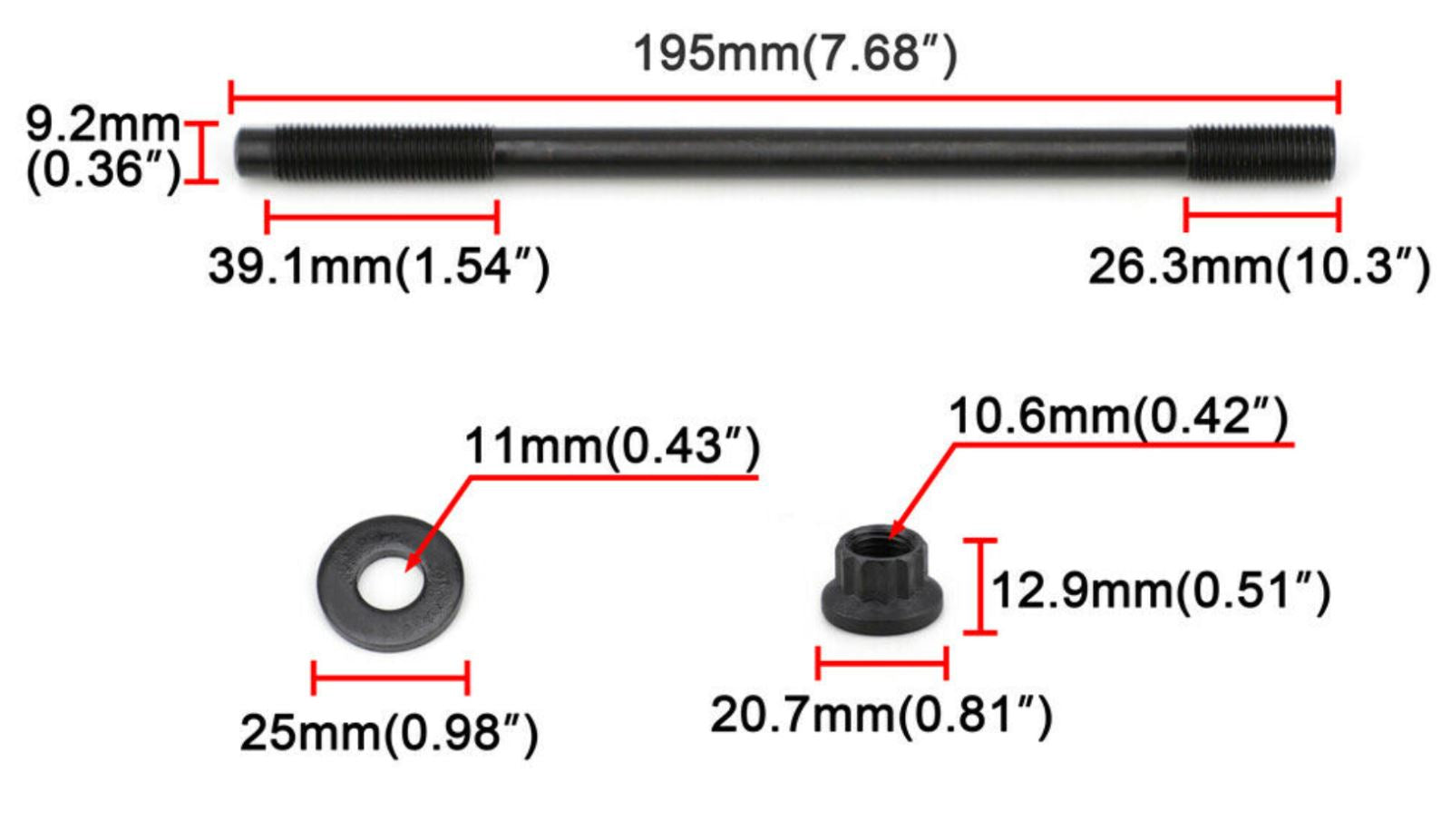 Cylinder head stud kit for Subaru Impreza WRX STi EJ20 EJ25 engine, by Jack Spania Racing, showing metal engine hardware.