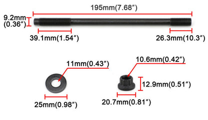 Cylinder head stud kit for Subaru Impreza WRX STi EJ20 EJ25 engine, by Jack Spania Racing, showing metal engine hardware.