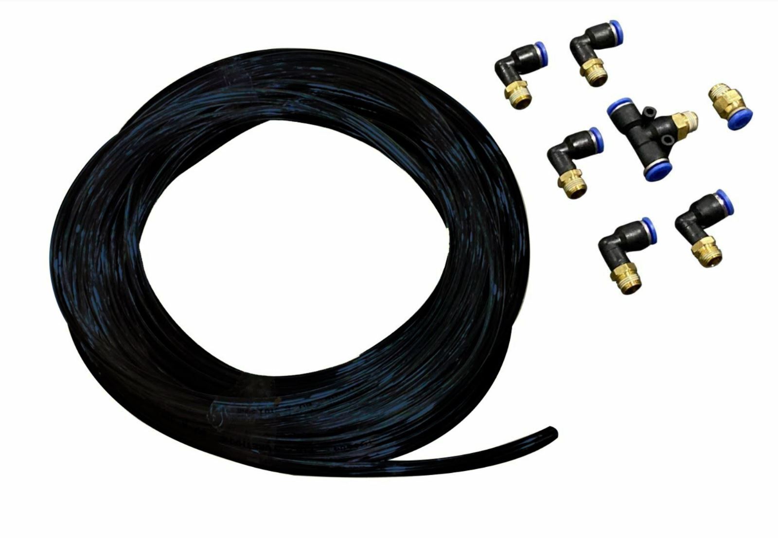 Jack Spania Racing push lock vacuum fitting kit for turbo engines, featuring one-touch design and 1/8th NPT connectors.