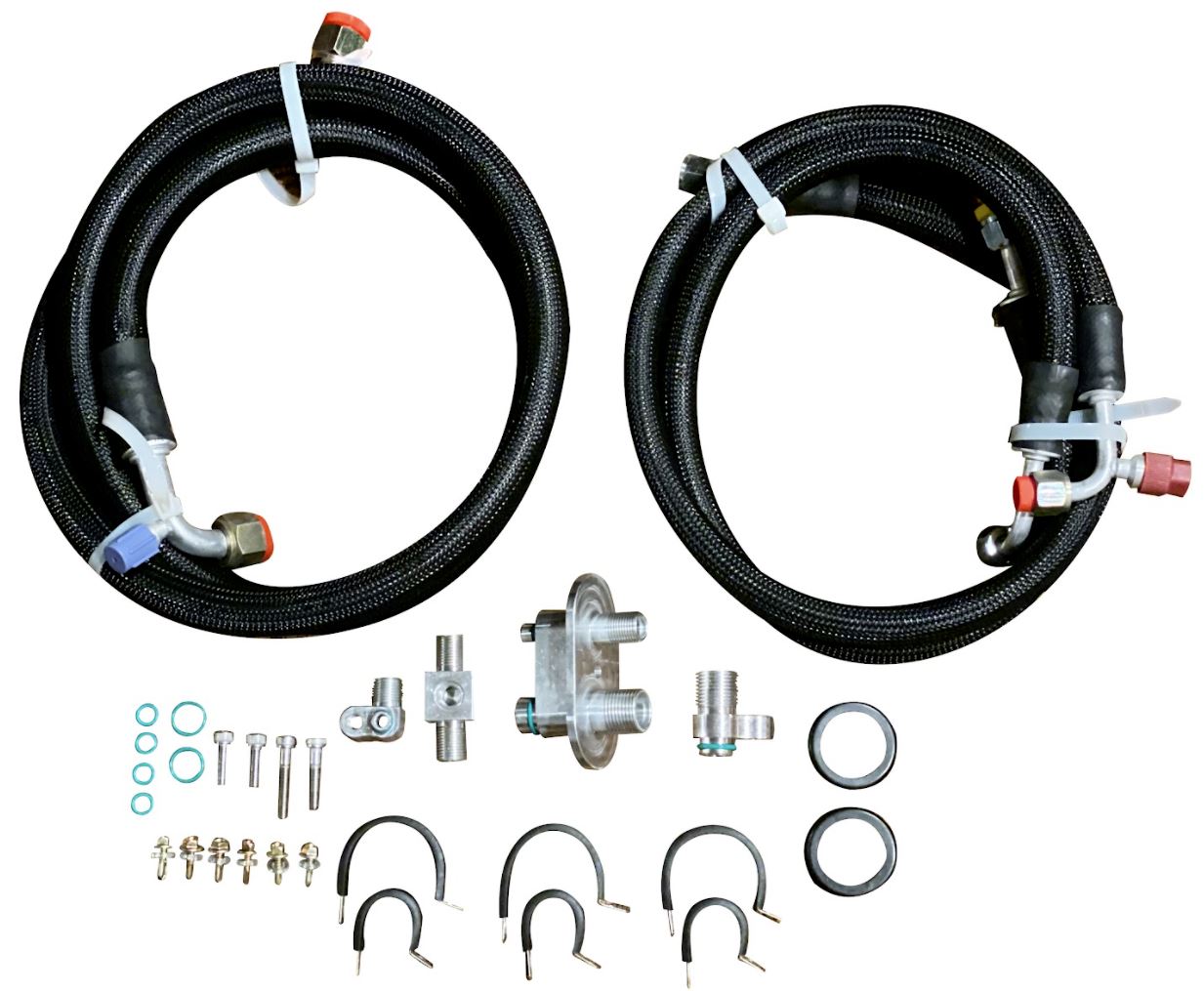 Heavy-duty AC line tuck kit for Honda 8th and 9th Gen Civic Si, fits K20 and K24 engines, by Jack Spania Racing.