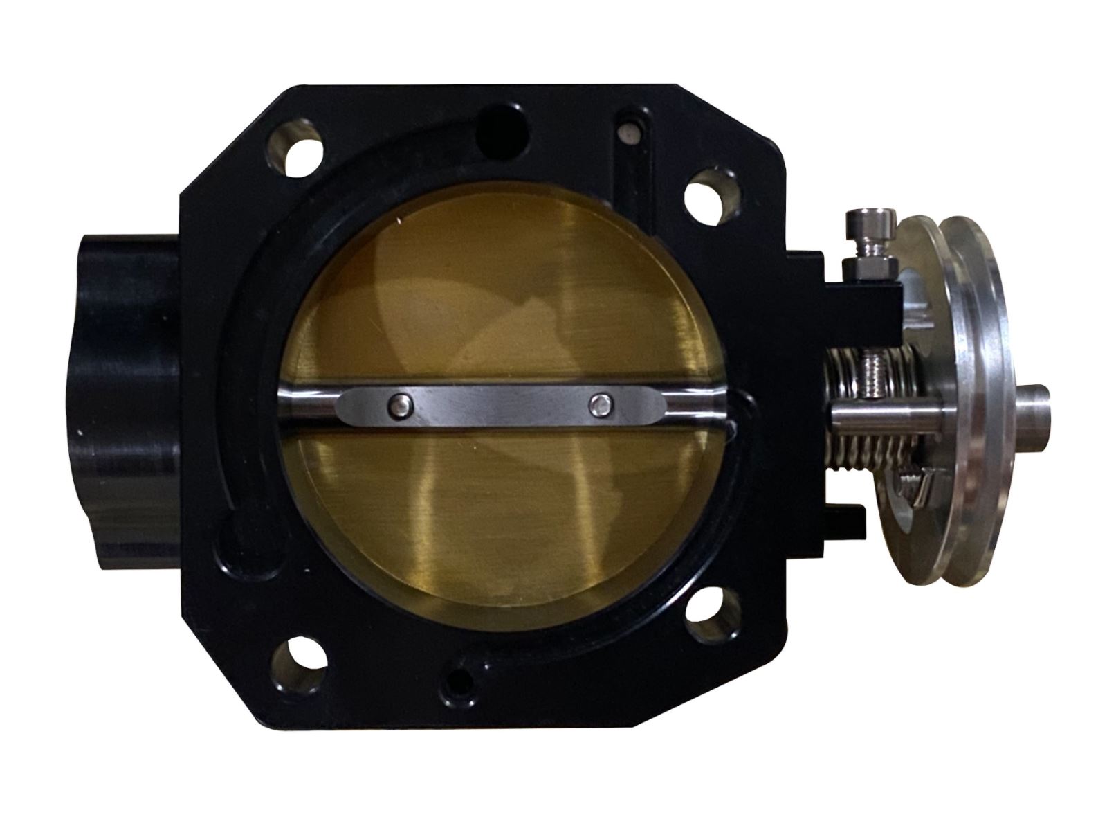 Jack Spania Racing B D F H Series 70mm billet throttle body for engine performance, featuring precision-machined aluminum construction.