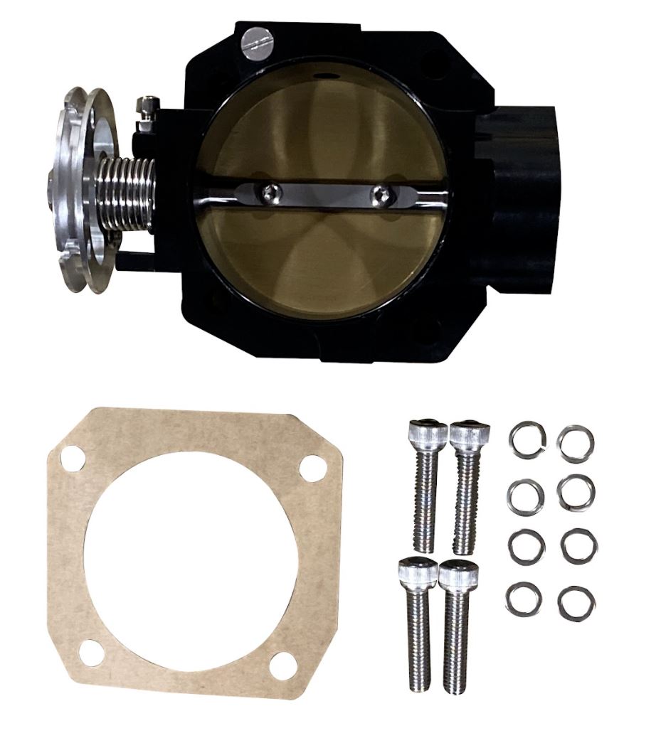 Jack Spania Racing BDFH Series 70mm billet throttle body for engine performance, featuring a sleek metallic finish.