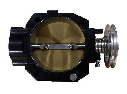 Jack Spania Racing BDFH Series 70mm billet throttle body for engine performance, featuring a polished metal finish and precise machining.