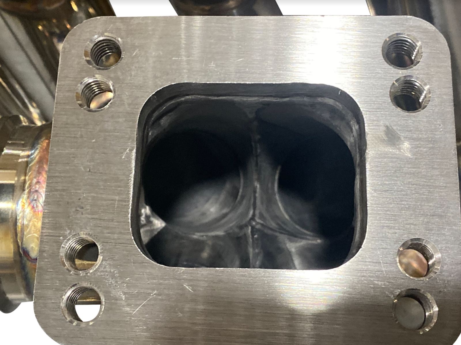 JackSpania Racing B Series T3 T4 top mount turbo manifold for B16 B18 B20 engines, featuring 44mm port openings.