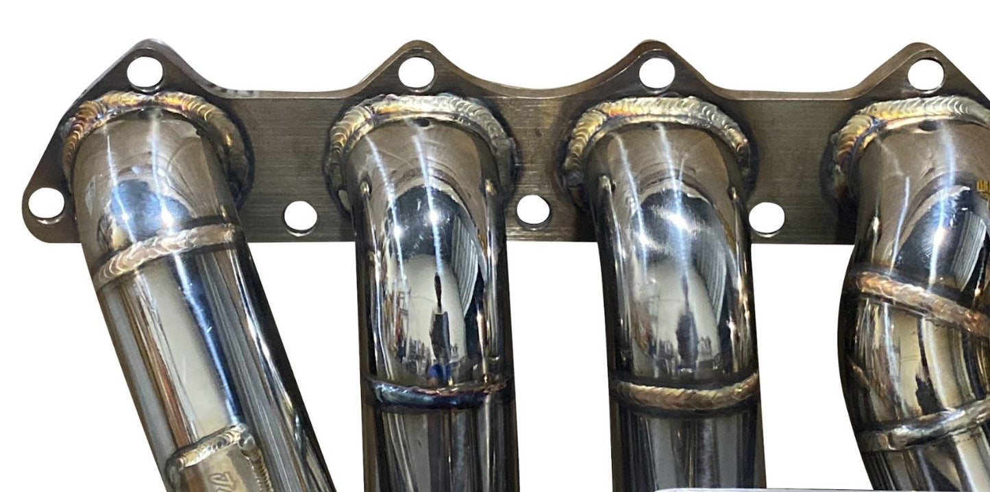 JackSpania Racing B Series T3 T4 top mount turbo manifold for B16, B18, B20 engines with 44mm ports, exhaust performance part.