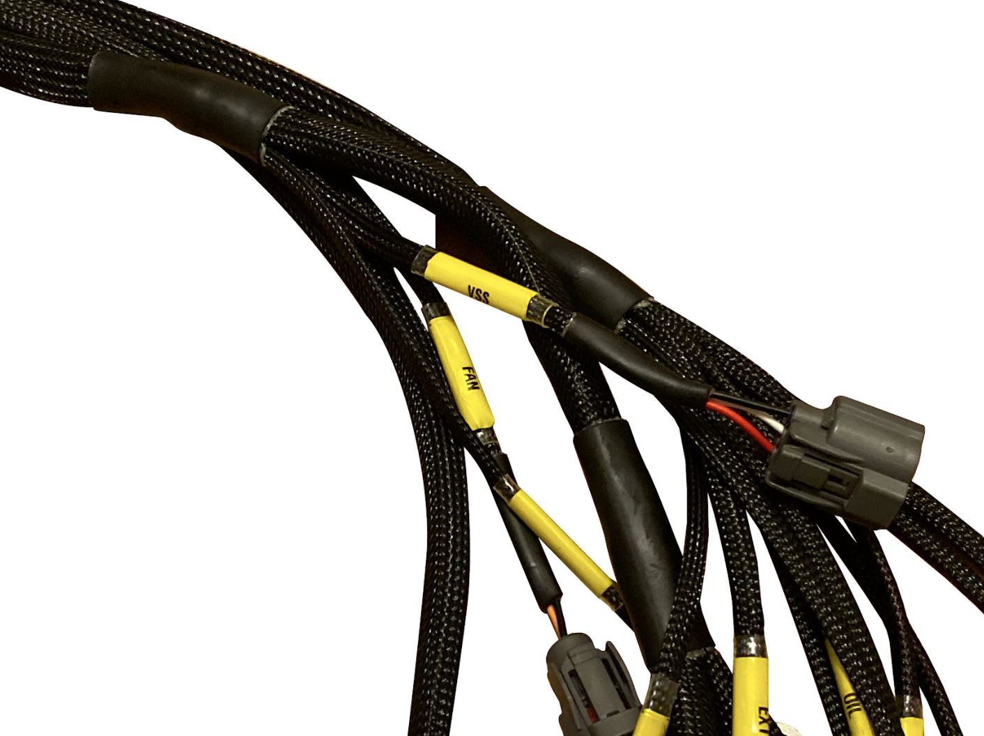Jack Spania Racing OBD2 Budget H F Series Tucked Engine Harness for vehicle engine diagnostics and wiring.
