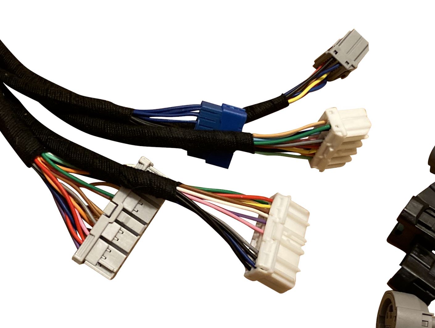 Jack Spania Racing OBD2 Budget H F Series tucked engine harness for vehicle engine parts, showing detailed wiring and connectors.