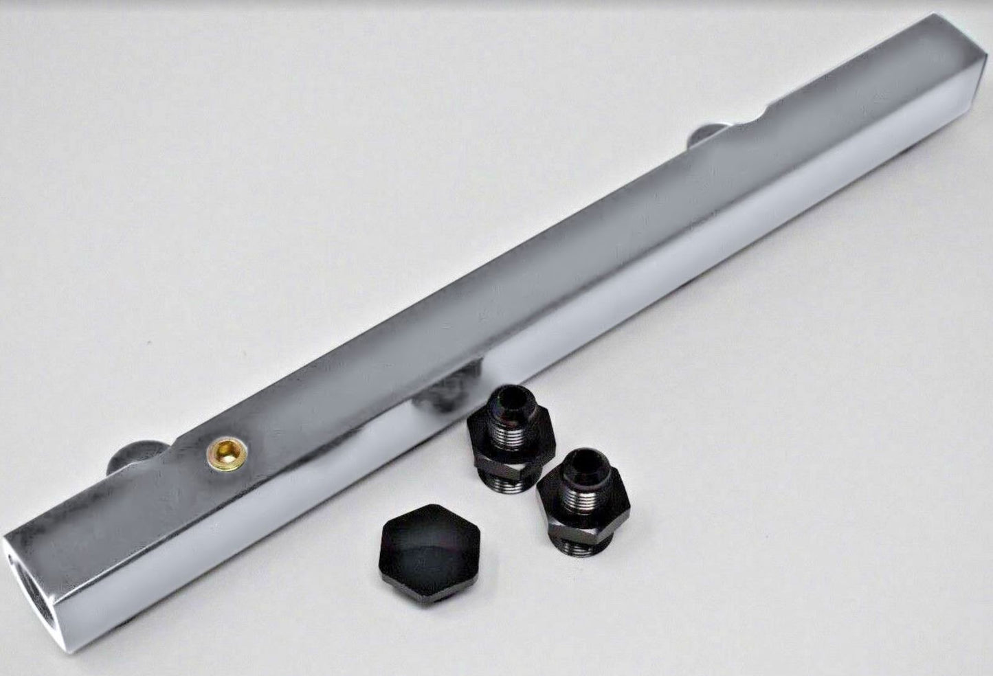 High flow K Series fuel rail for Honda/Acura K20, K24, K-Swap engines, by Jack Spania Racing, showing the polished metal design