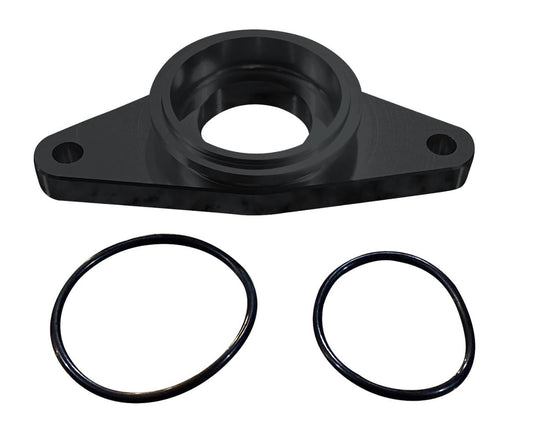 Jack Spania Racing 50mm BOV flange adapter for Subaru WRX, STI, Forester EJ20/EJ25, top mount, compatible with TiAL blow off valve.