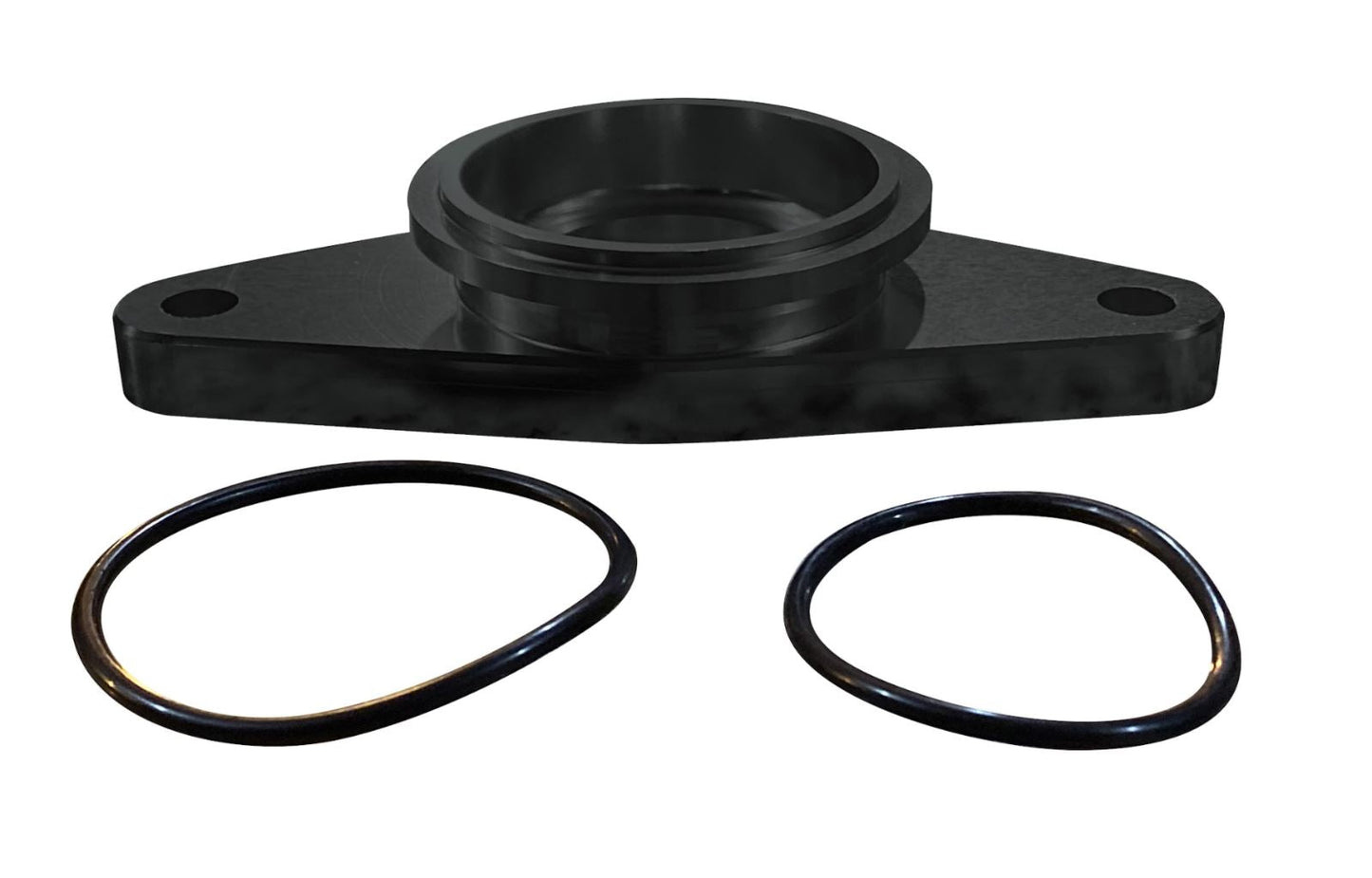 Jack Spania Racing 50mm BOV flange adapter for Subaru WRX, STI, Forester EJ20/EJ25, top mount, compatible with TiAL blow off valve.
