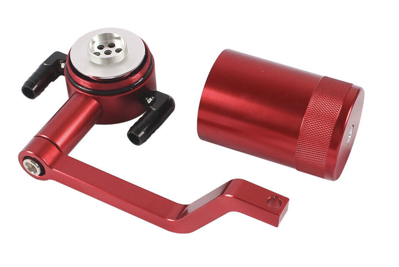Engine catch can for Chrysler 300, Charger, Challenger, Hemi 5.7L, 6.1L, 6.4L by Jack Spania Racing, visible in image.