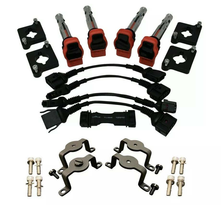 Audi 2.0T Coil Conversion ICM Bypass Kit with R8 coilpack plates for 97-99.5 B5 A4 1.8T engine, by Jack Spania Racing.