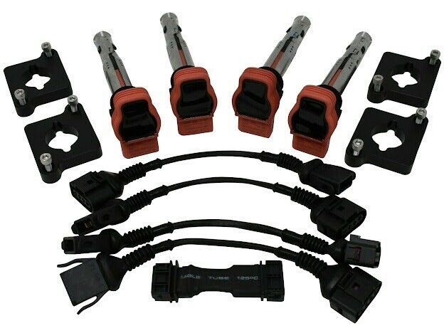 Audi 2.0T coil conversion ICM bypass kit with R8 coilpack plates for 97-99.5 B5 A4 1.8T engine, by Jack Spania Racing.