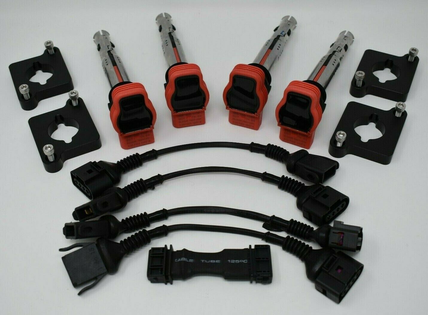 Audi 2.0T coil conversion ICM bypass kit with R8 coilpack plates for 1997-1999.5 B5 A4 1.8T engine, by Jack Spania Racing.