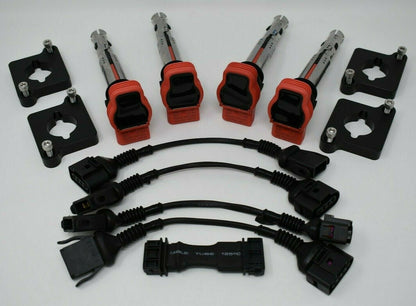 Audi 2.0T coil conversion ICM bypass kit with R8 coilpack plates for 1997-1999.5 B5 A4 1.8T engine, by Jack Spania Racing.