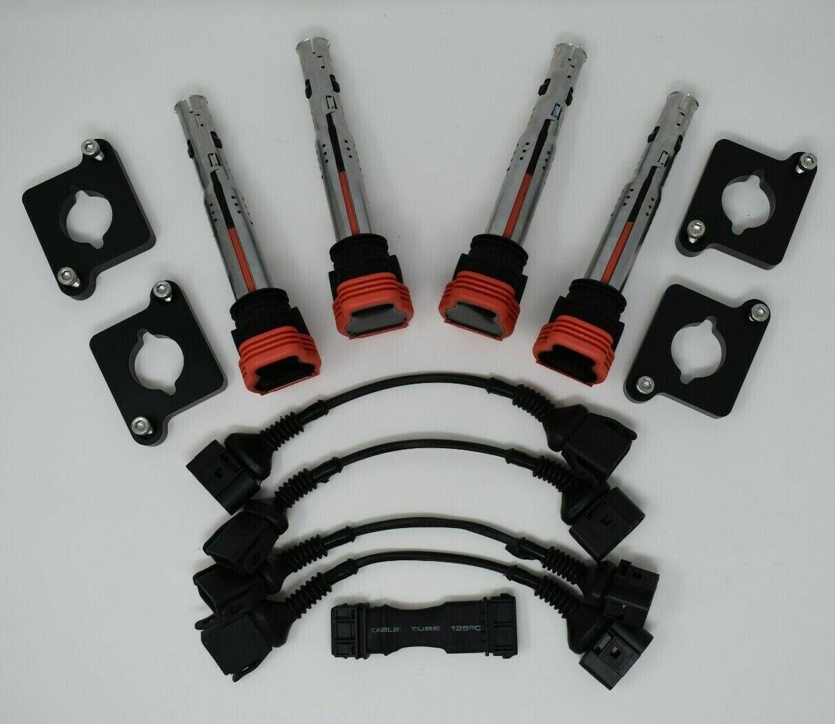 Audi 2.0T coil conversion ICM bypass kit with R8 coilpack plates for 97-99.5 B5 A4 1.8T engine, by Jack Spania Racing.