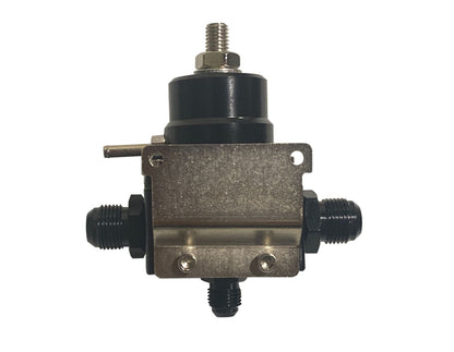 Jack Spania Racing AN8 EFI fuel pressure regulator with gauge, E85 compatible, high-pressure engine part for performance tuning.