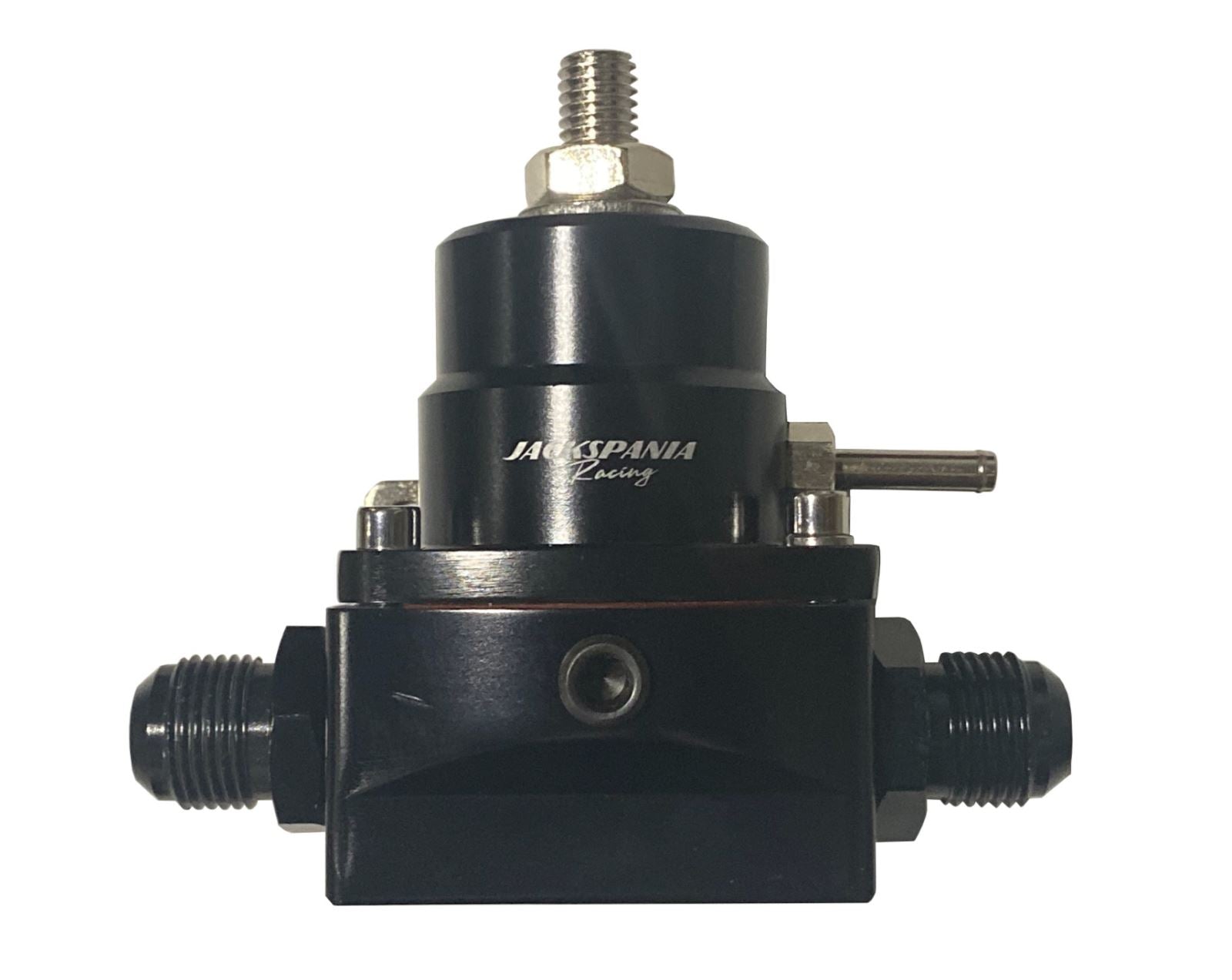 Jack Spania Racing AN8 EFI fuel pressure regulator with gauge for high-pressure E85 fuel system, engine parts.