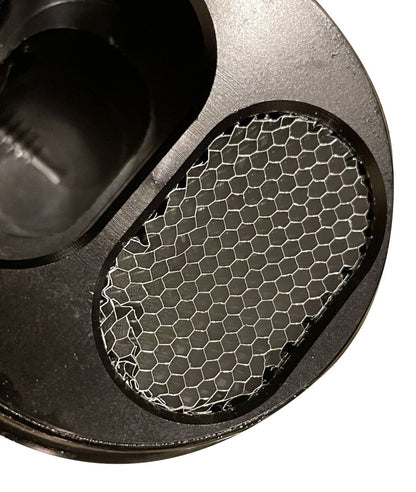 Jack Spania Racing oil separator catch can for Dodge Charger Challenger Hellcat 6.2L engine, shown in the image.