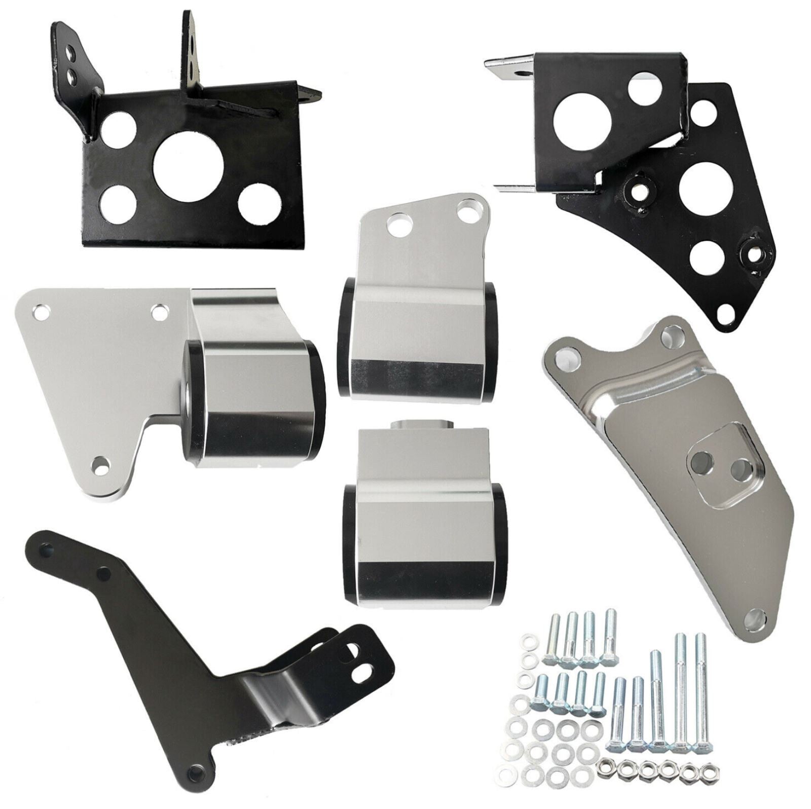 Billet K Series engine motor mounts for Honda Civic 96-00 EK K20 K24 swap, Jack Spania Racing, 70A solid polyurethane.