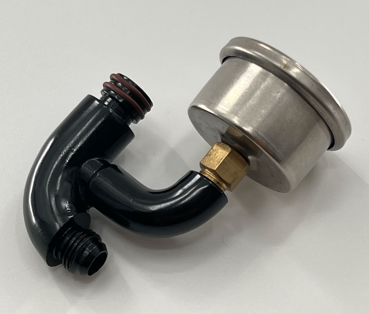 Jack Spania Racing center mount fuel gauge with AN6 fitting for K Tuned fuel rail on K Series K20 K24 engine parts