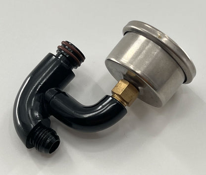 Jack Spania Racing center mount fuel gauge with AN6 fitting for K Tuned fuel rail on K Series K20 K24 engine parts