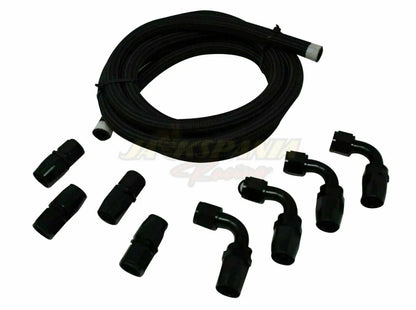 Jack Spania Racing Pro Series oil catch can with hoses for Honda Civic and Acura Integra 4-port engine, includes -10AN fittings.
