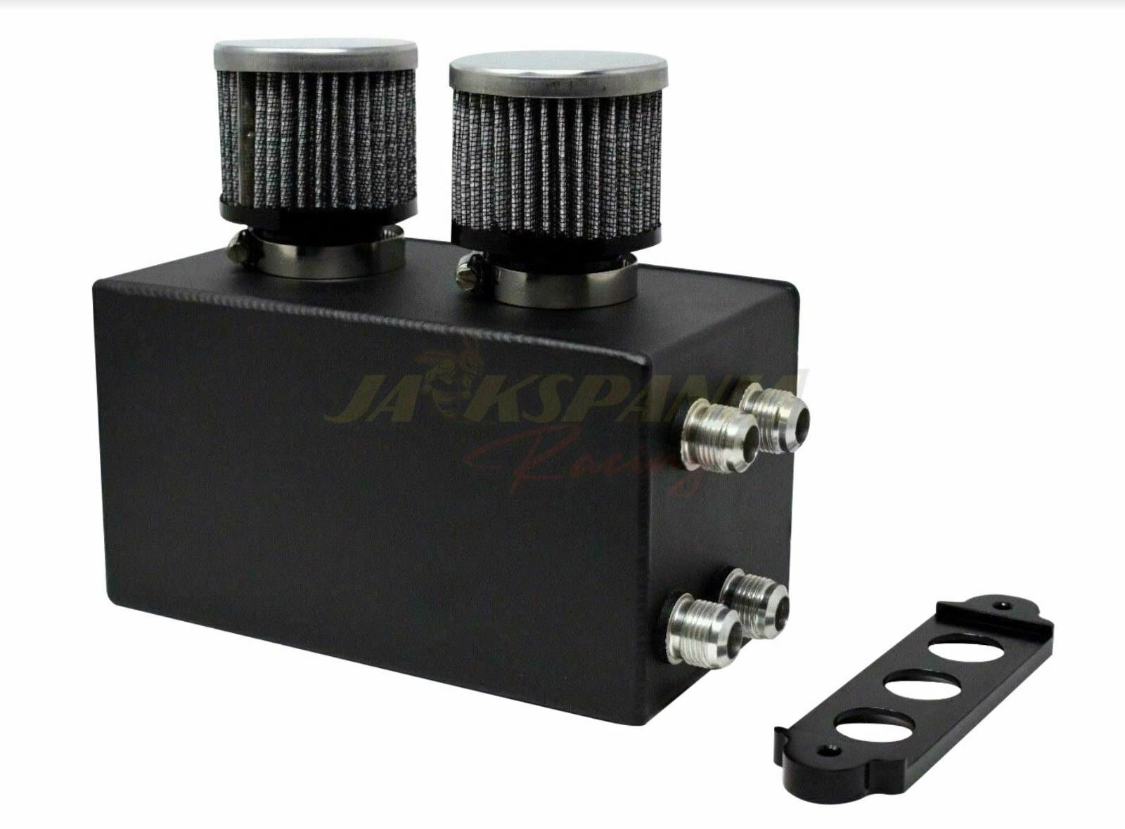 Jack Spania Racing battery relocation oil catch can with 4 ports and 10AN hoses for EK, EG, CRX, DC2 Si Type R engine upgrades