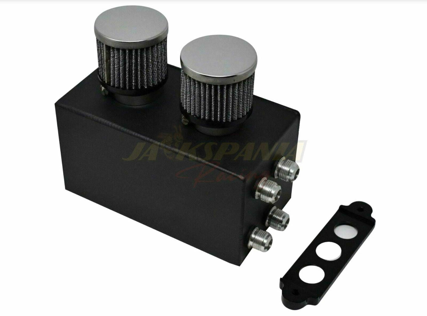 Jack Spania Racing battery relocation oil catch can with 4 ports and 10AN hoses for EK, EG, CRX, DC2 Si Type R engine.