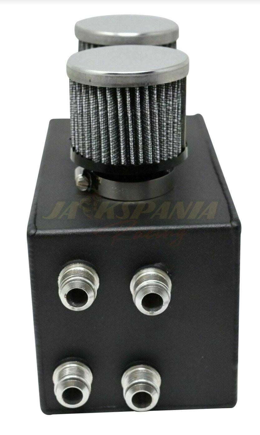 Jack Spania Racing battery relocation oil catch can with 4 port 10AN hoses for EK, EG, CRX, DC2 Si Type R engine parts