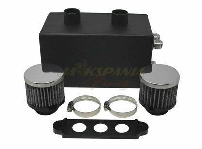 Jack Spania Racing battery relocation oil catch can with 4-port 10AN hoses for EK, EG, CRX, DC2 Si Type R engine parts