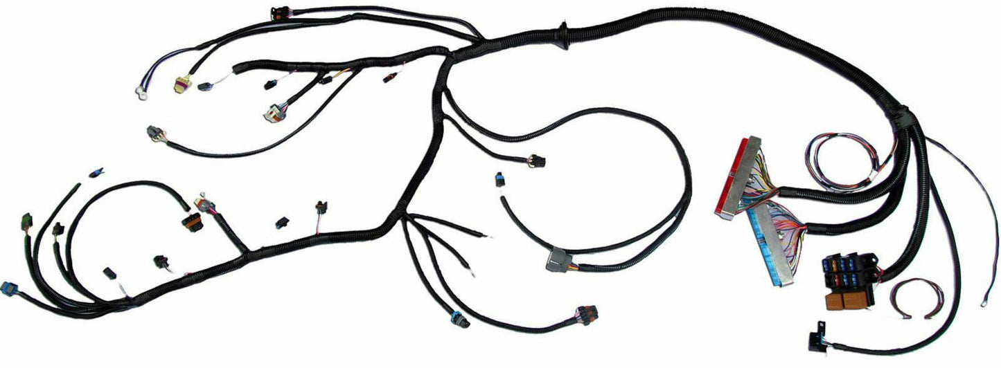 Jack Spania Racing LS wiring harness for 99-03 Vortec 4.8, 5.3, 6.0L engines with 4L60E/4L80E transmission, DBC cable, PCM ECM