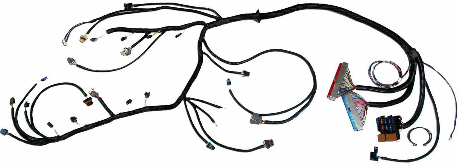 Jack Spania Racing LS wiring harness for 99-03 Vortec 4.8, 5.3, 6.0L engines with 4L60E/4L80E transmission, DBC cable, PCM ECM