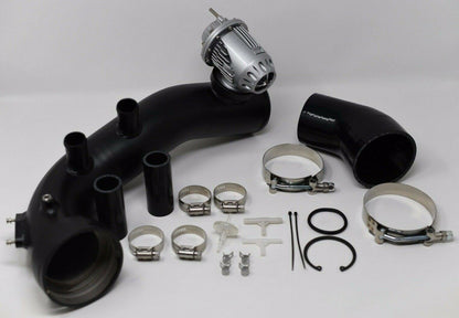 BMW N54 charge pipe kit with SSQV blow-off valve from Jack Spania Racing, showing engine parts for E84 and E90 models