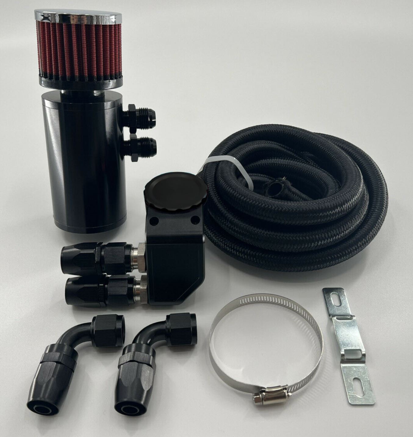 Jack Spania Racing Ultra Vent Oil Catch Can Valve Cap Kit for Honda Acura B D H K Series engine, 10AN fittings, durable metal construction.