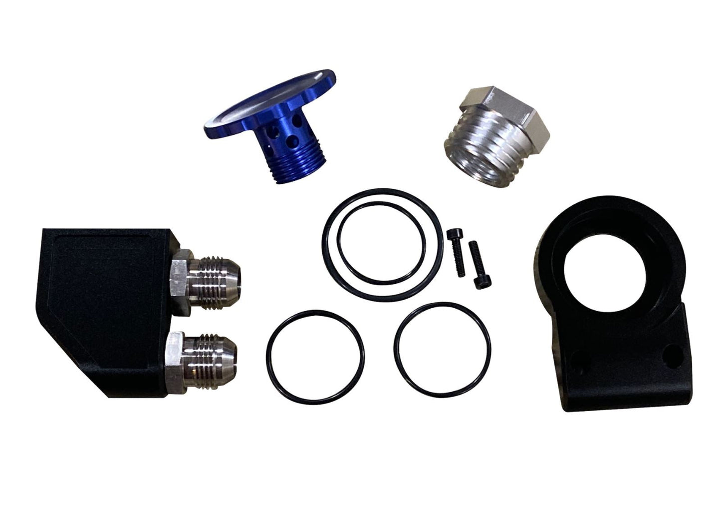 Jack Spania Racing Ultra Vent Oil Catch Can Valve Cap Kit for Honda Acura B D H K Series engine, featuring 10AN fittings.