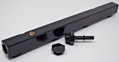 High flow K Series fuel rail for Honda Acura K20 K24 engines, Jack Spania Racing engine parts with polished finish.