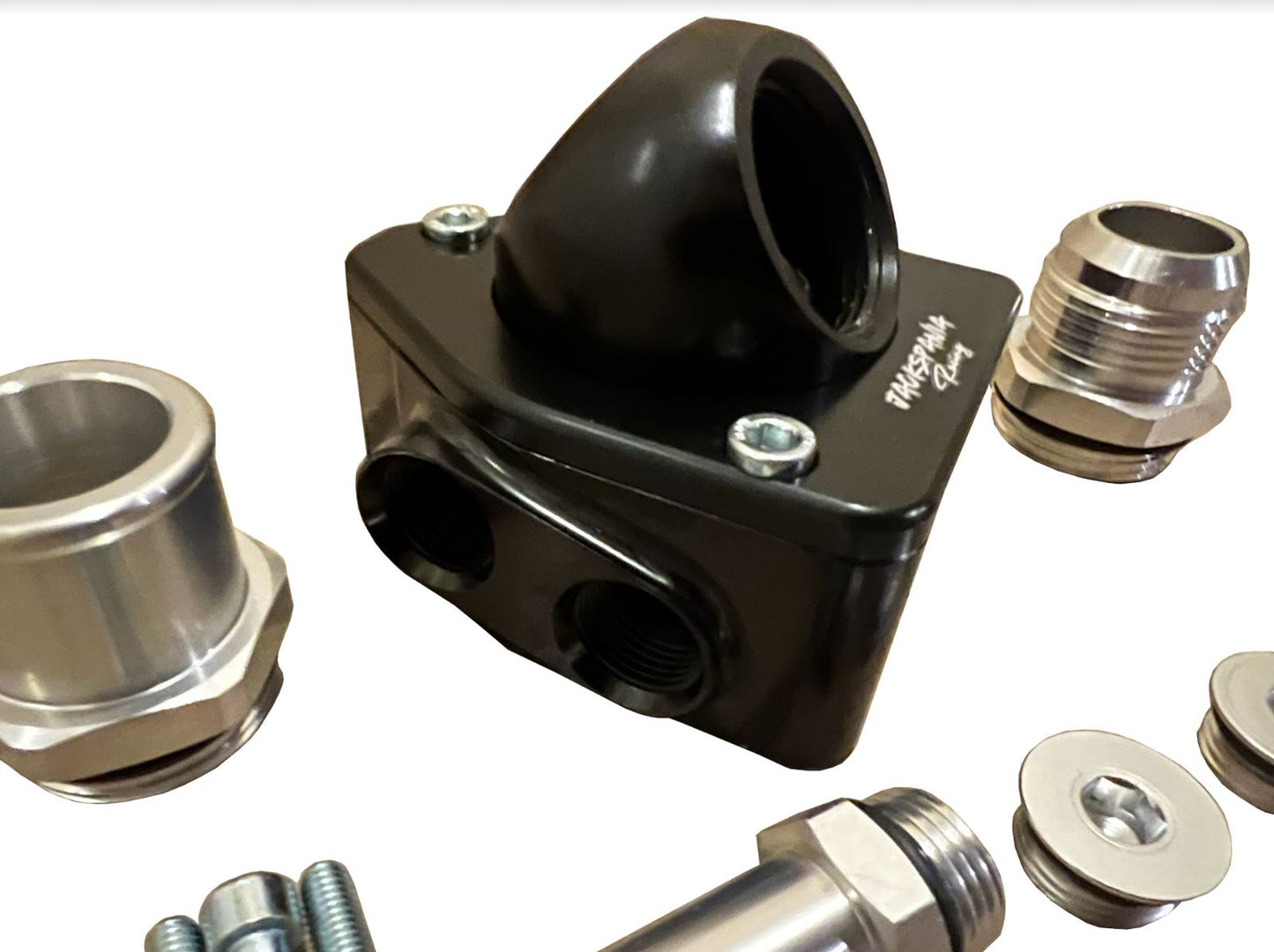 K20 K24 K Series Direct Water Pump Mount V2 Swivel Neck Thermostat Housing 16AN