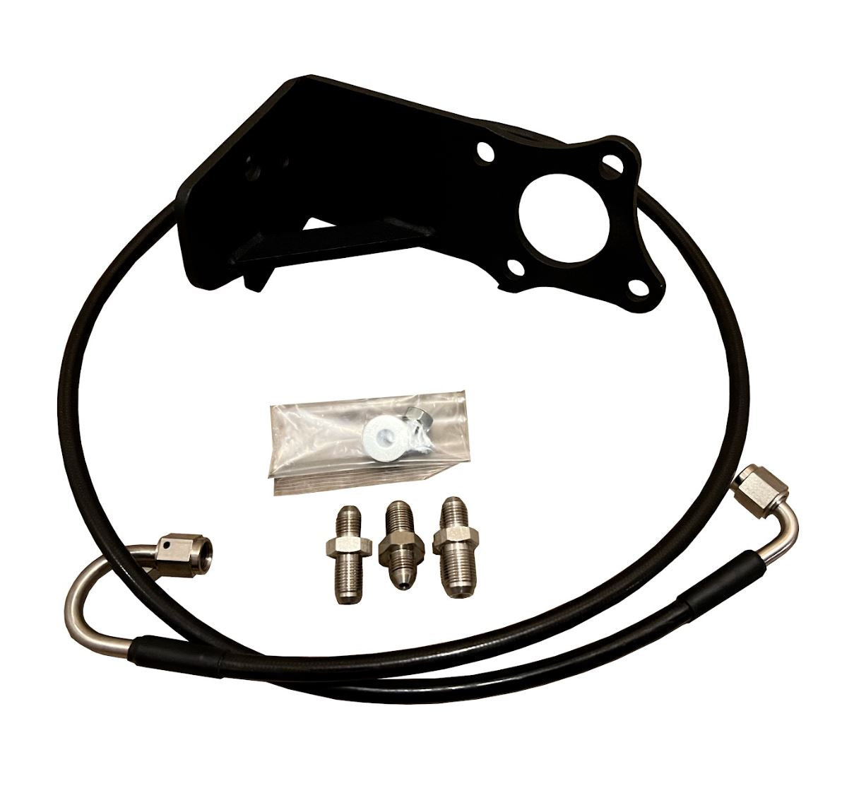 Hydro clutch line pedal conversion bracket for B16A, B18C, B16, and B18 engines in EF CRX B Series by Jack Spania Racing.