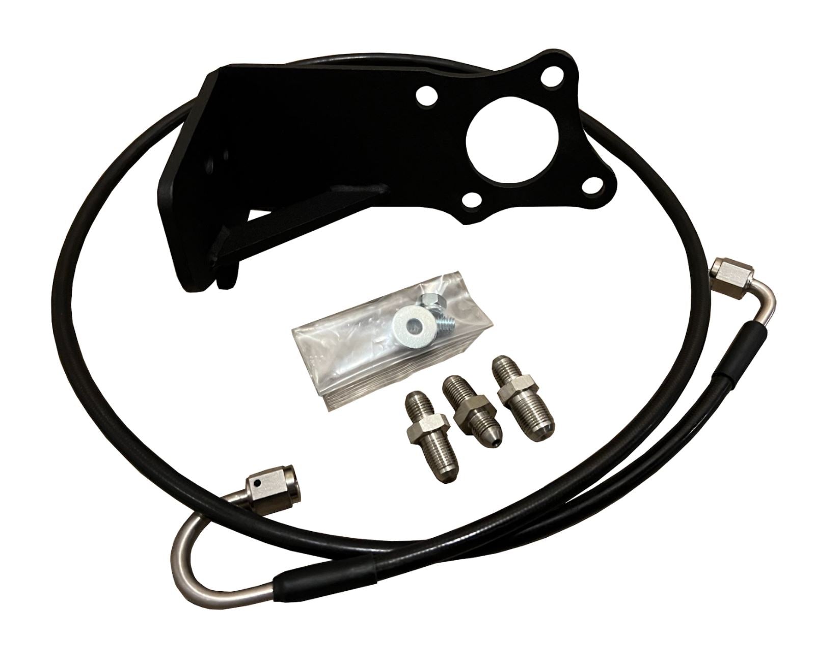 Hydro clutch line pedal conversion bracket for B16A, B18C, B16, B18 engine swaps on EF CRX B Series by Jack Spania Racing.