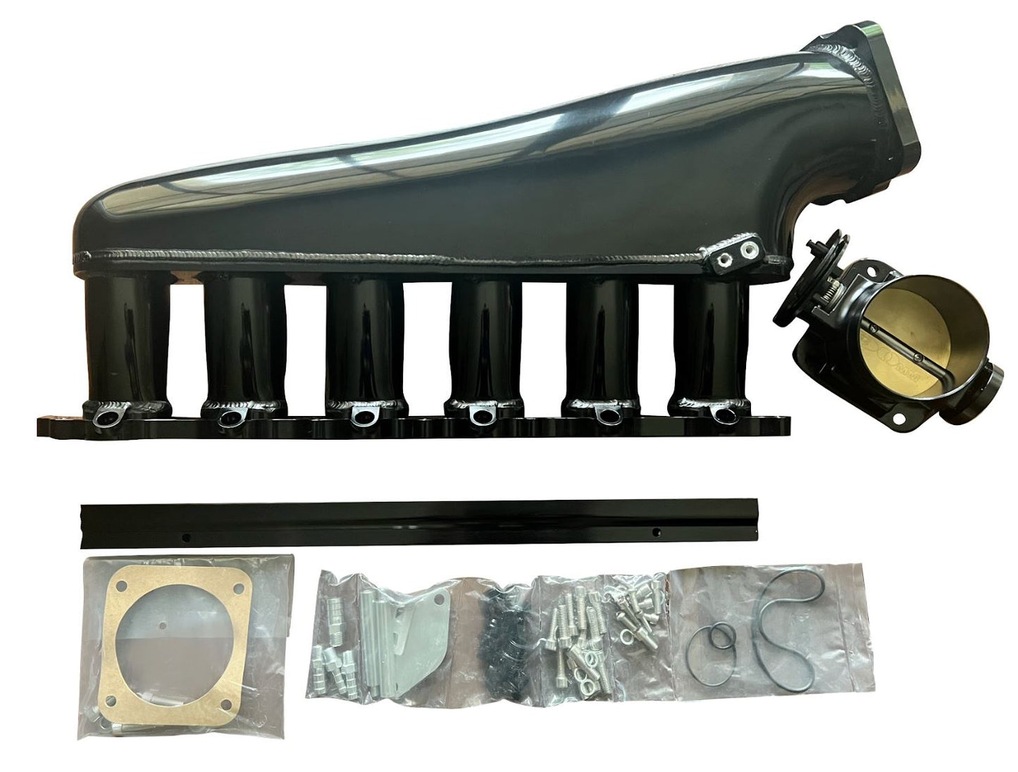 Jack Spania Racing 2JZ-GTE billet intake manifold, fuel rail, and 90mm throttle body for Toyota Supra 2J swap engine parts