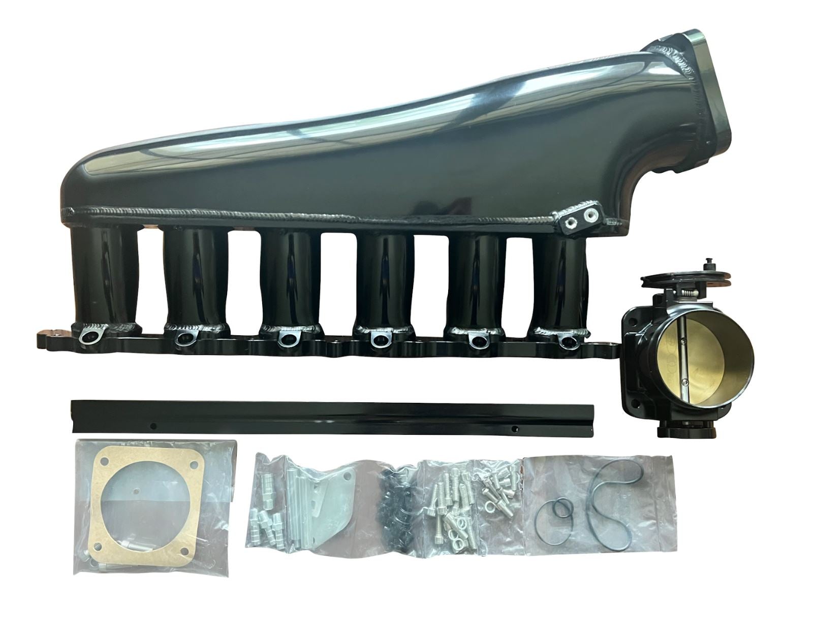 Jack Spania Racing 2JZ-GTE billet intake manifold with fuel rail and 90mm throttle body for Supra 2JZ swap engine parts