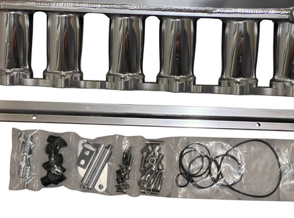 Jack Spania Racing 2JZ-GTE billet intake manifold with fuel rail and 90mm throttle body for Supra 2J swap engine parts.