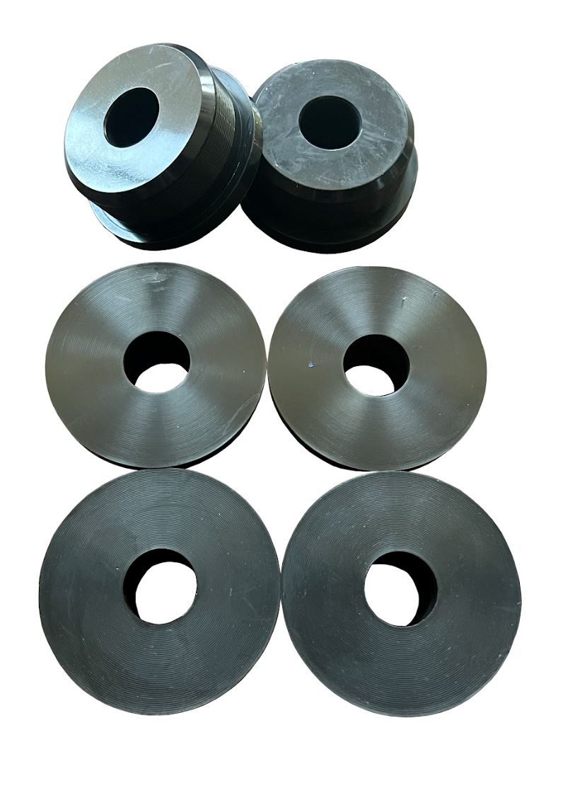Set of six Jack Spania Racing poly inserts for engine mounts and bushings, compatible with Honda Civic and CR-V suspension.