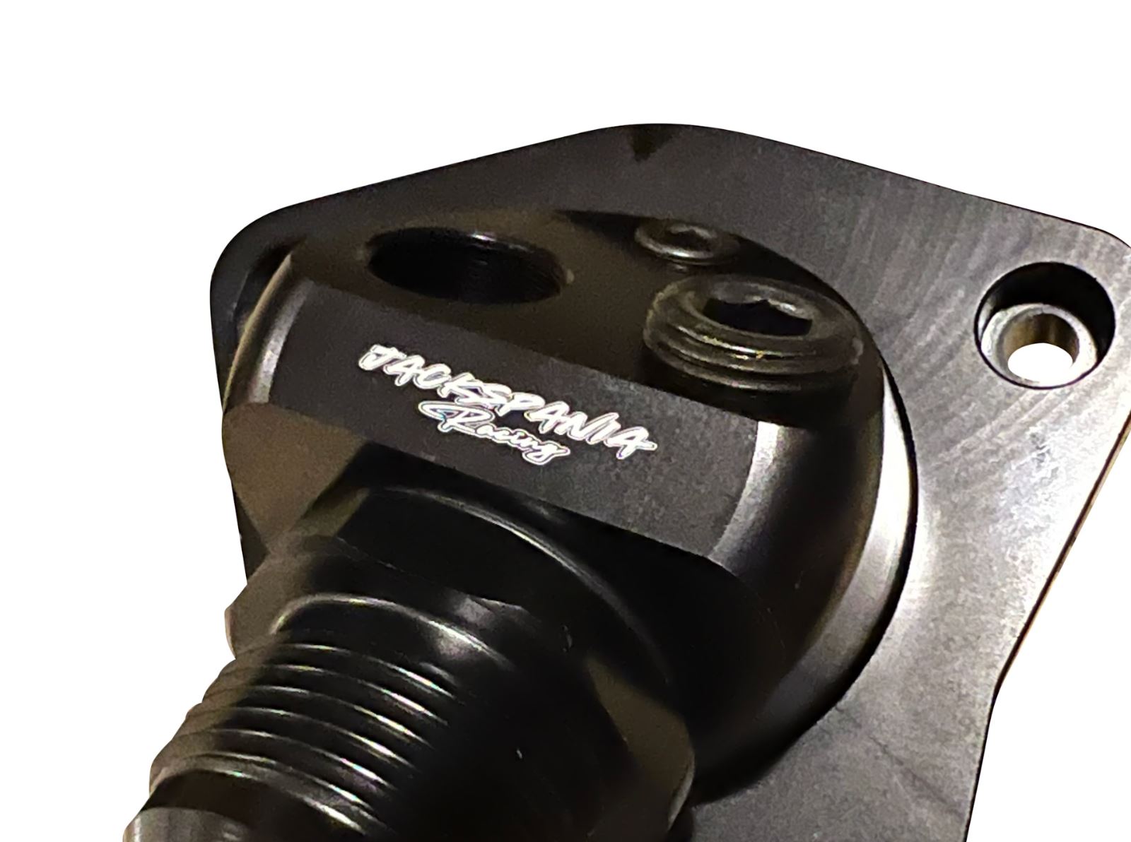 Swivel neck thermostat housing for K series engine, K20 K24 radiator hose, compatible with K-Swap Civic, by Jack Spania Racing.