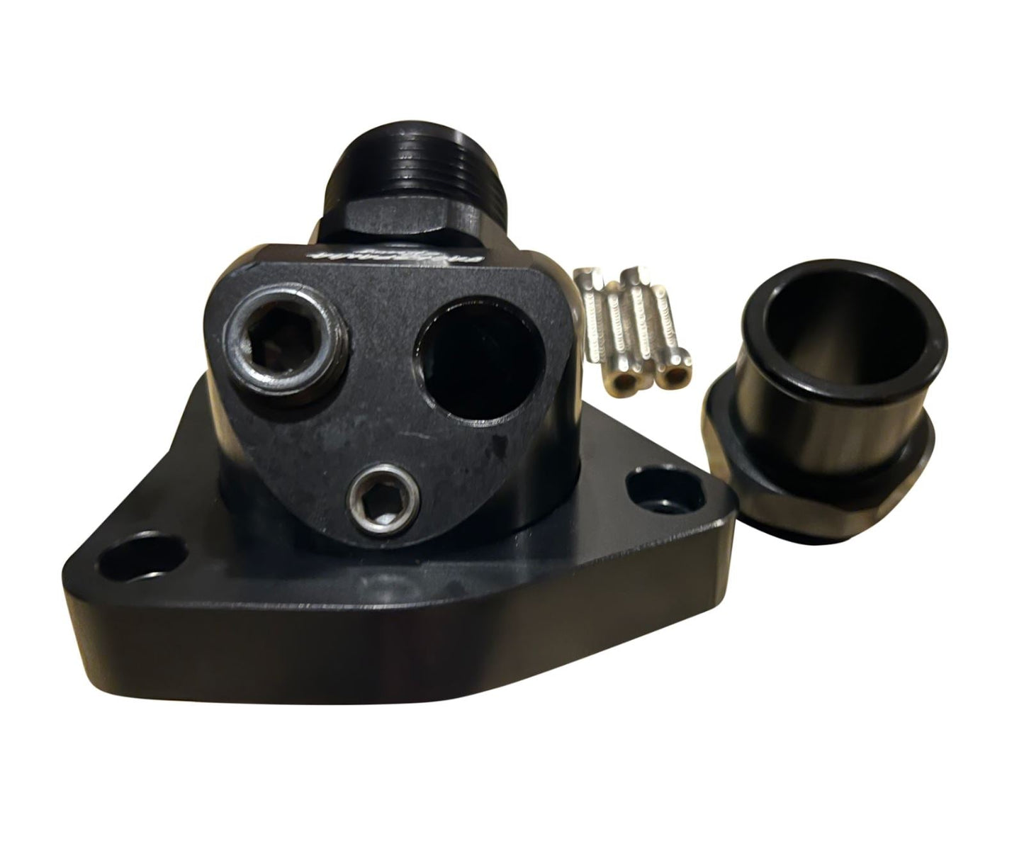 Swivel neck thermostat housing for K-series engines, K20, K24, with radiator hose connection, by Jack Spania Racing.
