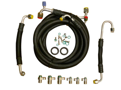 Jack Spania Racing B Series AC line tuck kit with condenser installed in Honda Civic Si and Acura Integra DC2 engine bay.